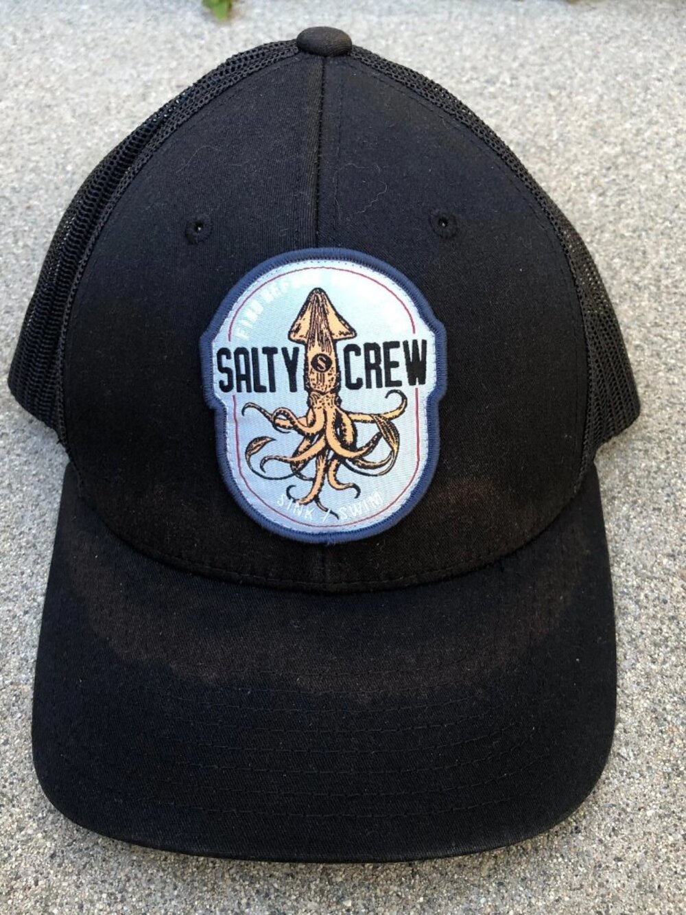 SALTY CREW Trucker Hat Men's One Size Black Snapback Adjustable Cap Squid